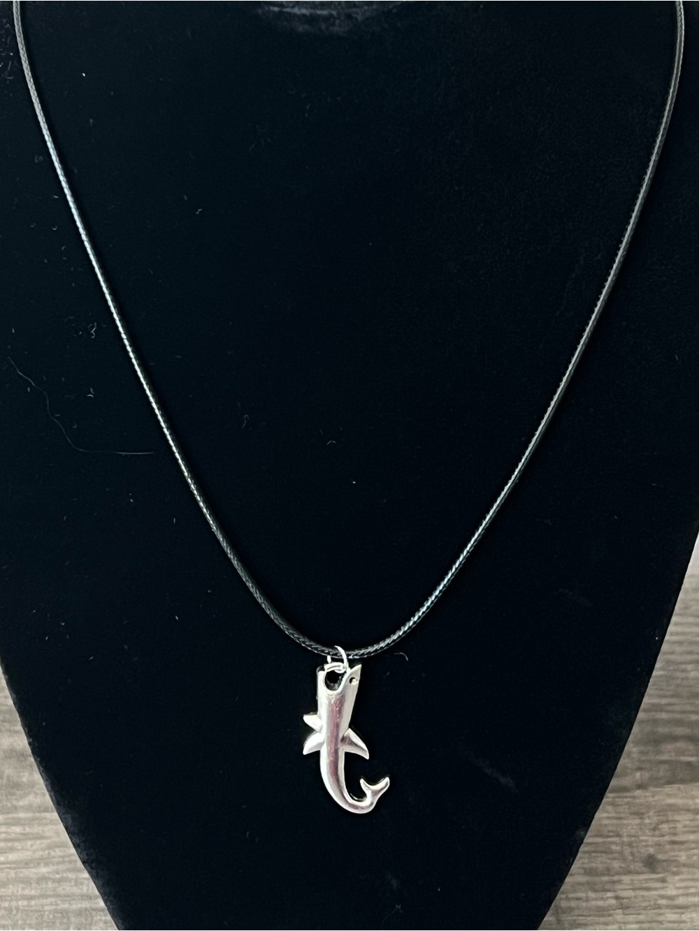 Silver Shark Pendant Necklace 🦈 – Black Adjustable Cord | Ocean & Beach Jewelry